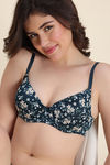 Zivame Padded Regular Wired Medium Coverage Tshirt Bra - Forest Green Floral — thumbnail 5